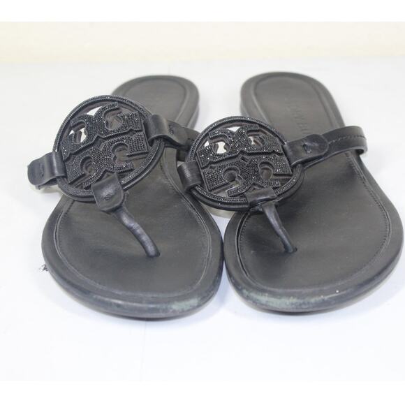 Tory Burch Miller Embellished Logo Black Size 8 - Picture 1 of 5